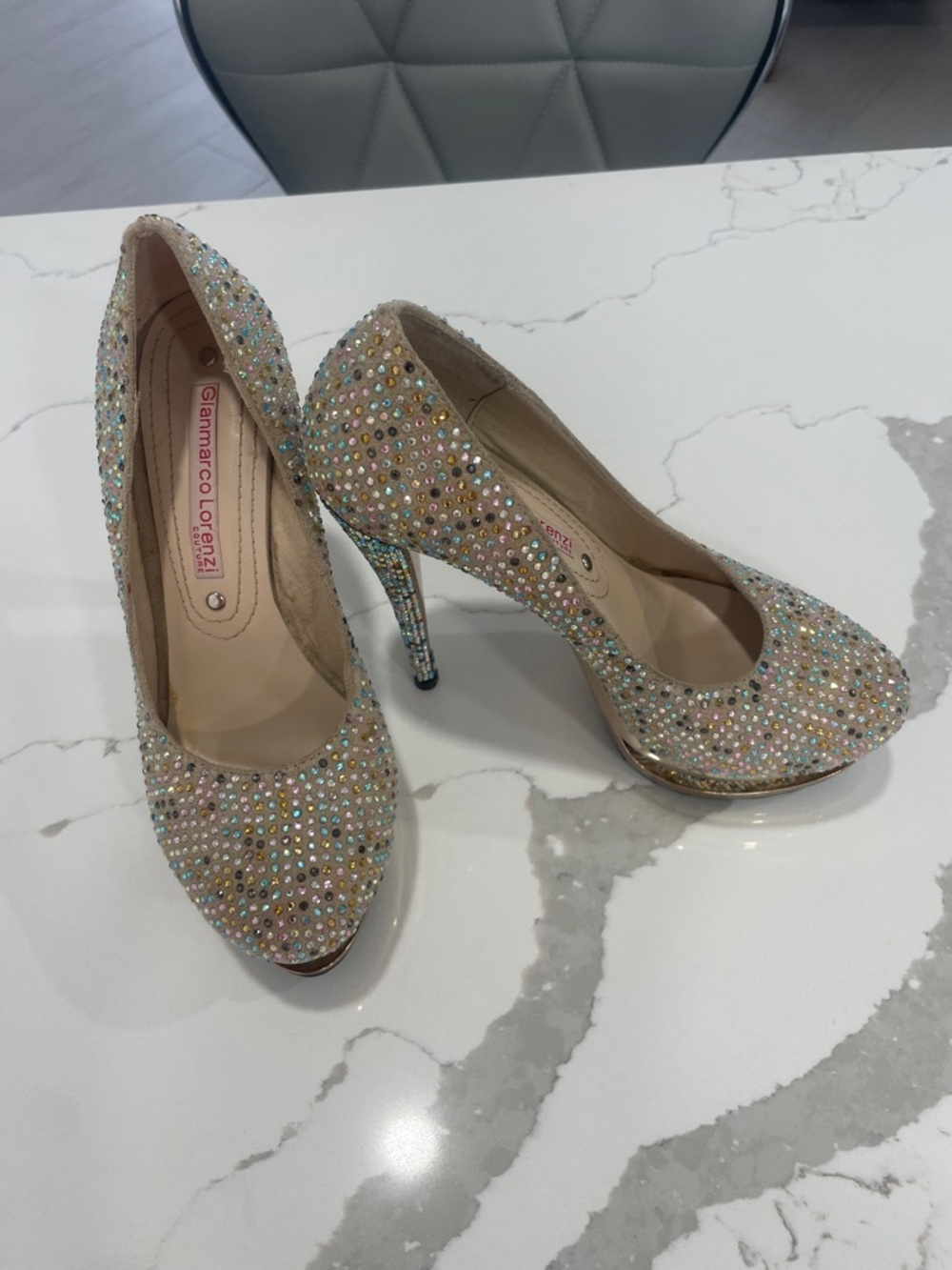 Gianmarco Lorenzi Women's Glitter heels Multicolor stones sparkly - Picture 3 of 16